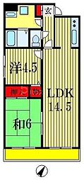 ヴィラ・稲毛 2LDKの間取図画像