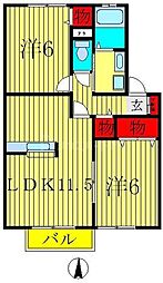 クレセント2 2LDKの間取図画像