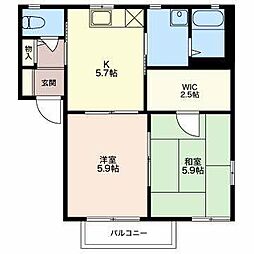 ディアス竹淵A 2Kの間取図画像