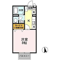 メゾン・リベルテB 1Kの間取図画像