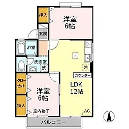 メゾンモランジェ 2LDKの間取図画像