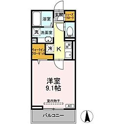 GRAND D-ROOM高宮中 1Kの間取図画像