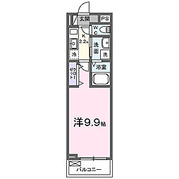 ヒコ ジェルム 1Kの間取図画像