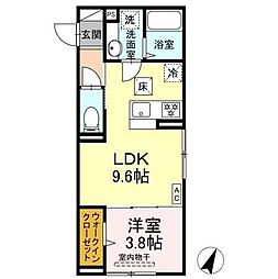 GRAND D-ROOM笹賀 1LDKの間取図画像