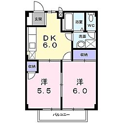 ニューシティーシャルム 2DKの間取図画像
