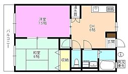 パルコート広丘 2DKの間取図画像