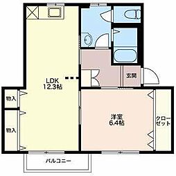 フレグランス角前 1LDKの間取図画像