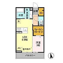 Ｄ-ｒｏｏｍ宮田東 305 ｜ 長野県松本市宮田（賃貸アパート1LDK・3階・33.39㎡） その2