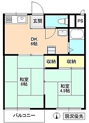 ふじハイツ 2DKの間取図画像