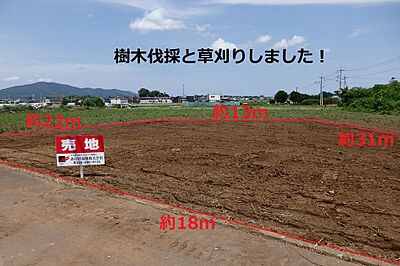 外観：学園西大通り（国道408号線沿い）つくば市の売地115坪です。