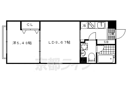 Optima御所西藪之内町 1LDKの間取図画像