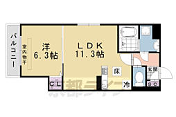 GRAMM御陵C 1LDKの間取図画像