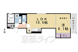 GRAMM桂北滝川 C棟 1LDKの間取図画像