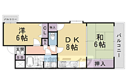 グラン・ドムール麩屋町 2LDKの間取図画像