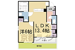 サンレーベ平川B 1LDKの間取図画像