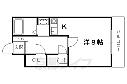 泉涌寺アビタシオン ワンルームの間取図画像