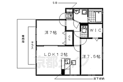 リビングタウン学研都市B 2LDKの間取図画像