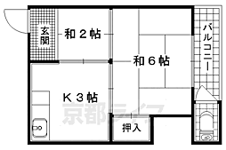 久安荘 1Kの間取図画像