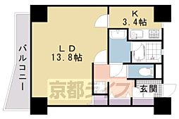 藤和シティホームズ西洞院 1Kの間取図画像