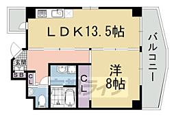 ピュアコート五条 1LDKの間取図画像