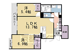 シャーメゾンガーデン太秦 2LDKの間取図画像