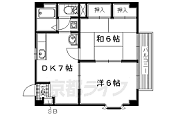グラス・ガーデン1 2DKの間取図画像