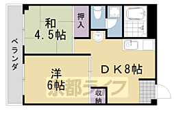 離宮リバーハイツ 2DKの間取図画像