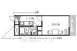レオパレス宇治伊勢田 1Kの間取図画像