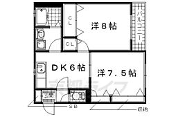 アイリス西ノ口B 2DKの間取図画像