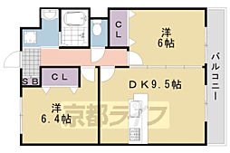 ヴェルデュール 2DKの間取図画像
