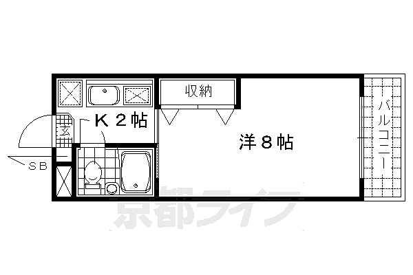 リバティベル 308｜京都府京都市右京区太秦中筋町(賃貸マンション1K・3階・19.44㎡)の写真 その2