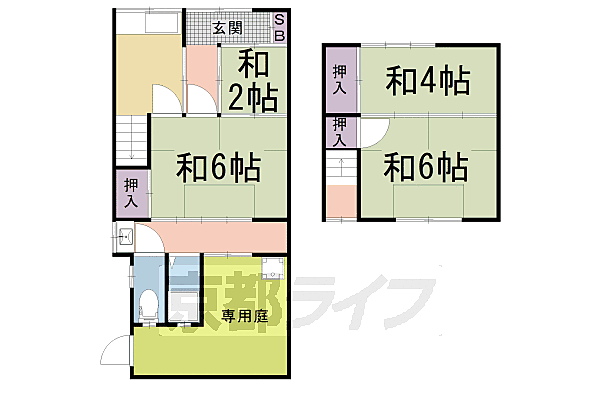 嵯峨釈迦堂藤ノ木町貸家 1｜京都府京都市右京区嵯峨釈迦堂藤ノ木町(賃貸一戸建4K・--・46.17㎡)の写真 その2