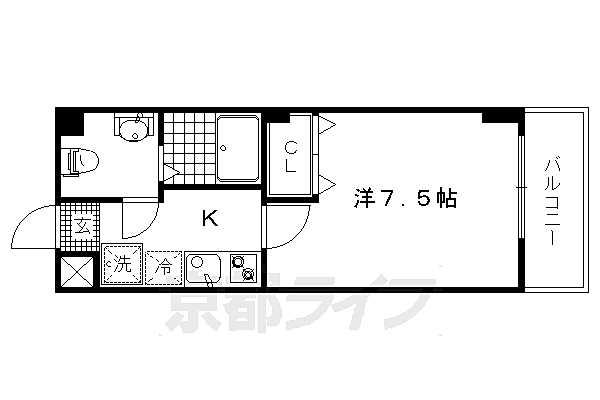 フラッティ円町北 107｜京都府京都市中京区西ノ京中保町(賃貸マンション1K・1階・22.95㎡)の写真 その2