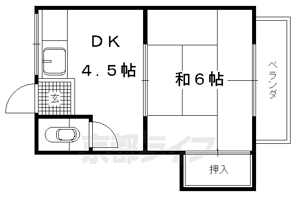 京都府京都市北区紫野北舟岡町(賃貸アパート1DK・2階・20.54㎡)の写真 その2