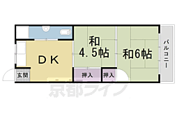 弥栄マンション1 2DKの間取図画像