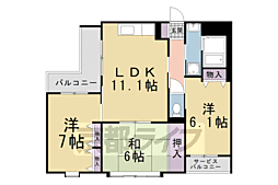 京都市営烏丸線 北山駅 徒歩10分の賃貸マンション 1階3LDKの間取り