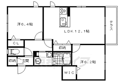 フェリシダード 1階2LDKの間取り