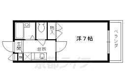 京都市営烏丸線 北山駅 徒歩9分の賃貸マンション 2階1Kの間取り