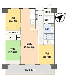 リベラル花園 3LDKの間取図画像