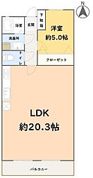 三和コーポNo.18 1LDKの間取図画像