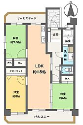 ハズ・ドゥペール高城 3LDKの間取図画像