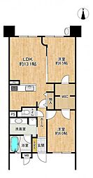 コスモ大手門 2LDKの間取図画像
