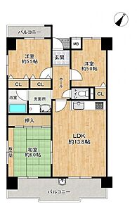 間取り：3LDK、専有面積71.02m2