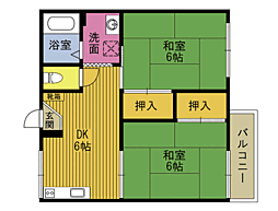 グリーンビレッジ日出 2階2DKの間取り