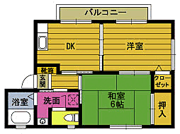 フレグランスK 2DKの間取図画像