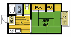 コスモハイツ川崎 1Kの間取図画像