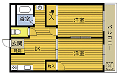 日出コーポ 2DKの間取図画像