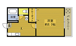 フローレンス海岸通りA 1Kの間取図画像