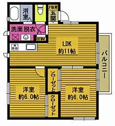 フォーシーズン藤原A 2LDKの間取図画像