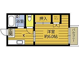 ユーハイツ豊岡 1Kの間取図画像